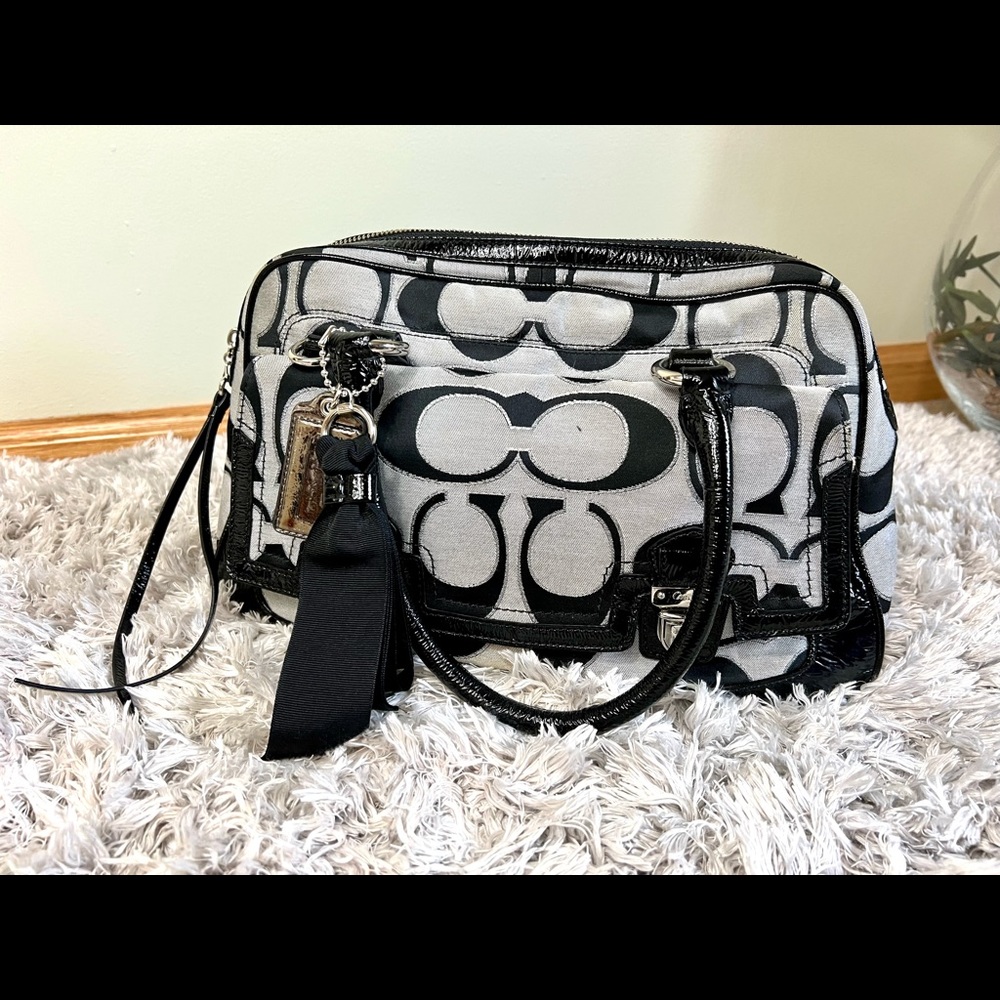 Black and gray Coach bag